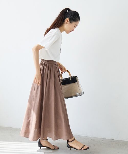 le.coeur blanc / ルクールブラン ロング・マキシ丈スカート | 麻コットンギャザースカート | 詳細9