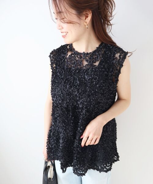 le.coeur blanc / ルクールブラン シャツ・ブラウス | TORRAZZO DONNA別注フラワーレースノースリ（ブラック）