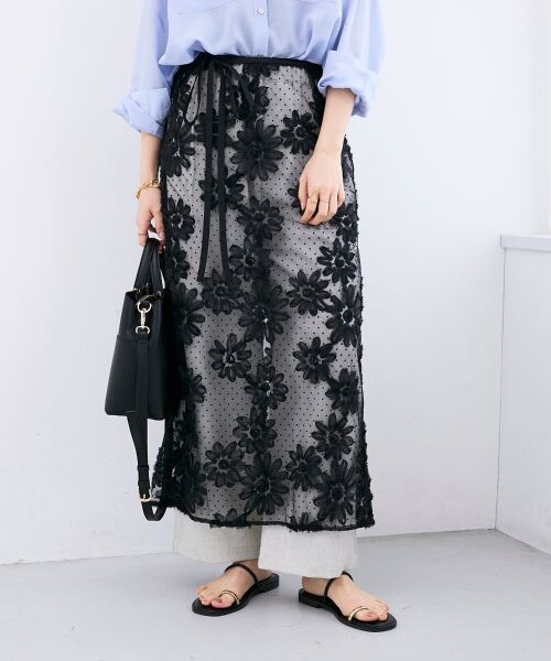 le.coeur blanc / ルクールブラン ロング・マキシ丈スカート | TORRAZZO DONNAフローラルレースラップスカート | 詳細14