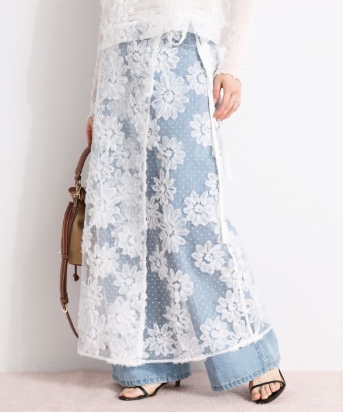 le.coeur blanc / ルクールブラン ロング・マキシ丈スカート | TORRAZZO DONNAフローラルレースラップスカート（ホワイト）