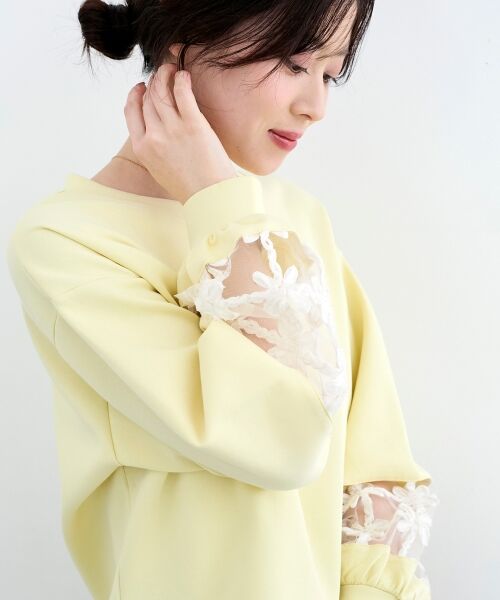 le.coeur blanc / ルクールブラン スウェット | 《WEB限定アイテム》袖レースダンボールスウェット | 詳細1