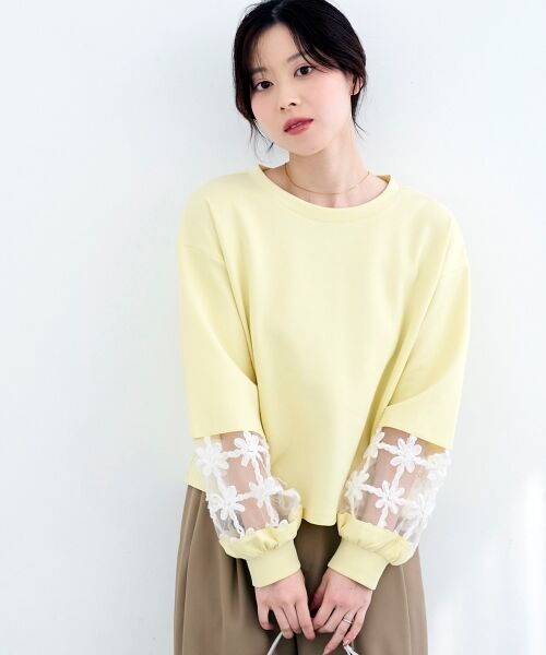 le.coeur blanc / ルクールブラン スウェット | 《WEB限定アイテム》袖レースダンボールスウェット | 詳細11