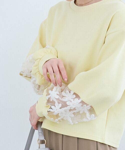 le.coeur blanc / ルクールブラン スウェット | 《WEB限定アイテム》袖レースダンボールスウェット | 詳細13