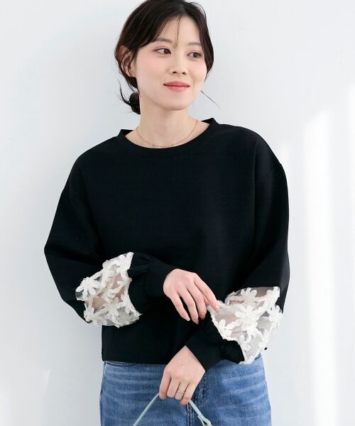 le.coeur blanc / ルクールブラン スウェット | 《WEB限定アイテム》袖レースダンボールスウェット | 詳細18