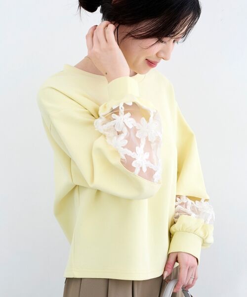 le.coeur blanc / ルクールブラン スウェット | 《WEB限定アイテム》袖レースダンボールスウェット | 詳細2