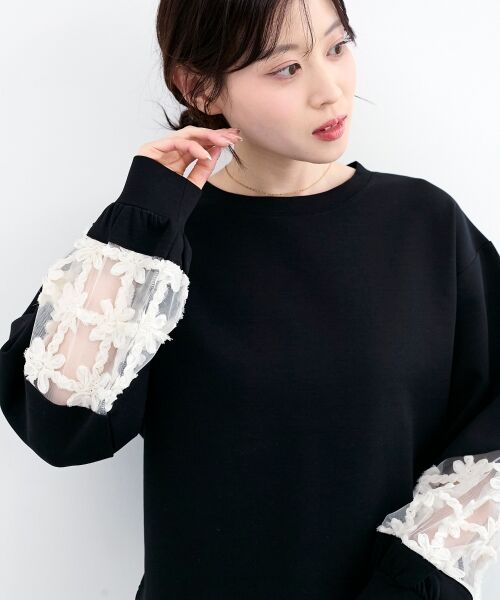 le.coeur blanc / ルクールブラン スウェット | 《WEB限定アイテム》袖レースダンボールスウェット | 詳細20