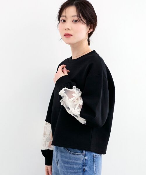 le.coeur blanc / ルクールブラン スウェット | 《WEB限定アイテム》袖レースダンボールスウェット | 詳細21