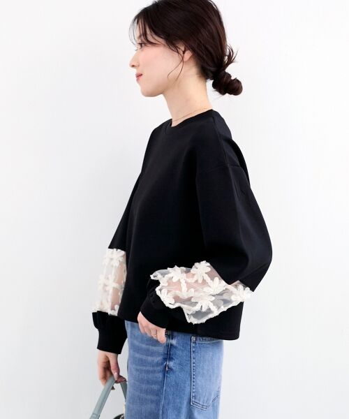 le.coeur blanc / ルクールブラン スウェット | 《WEB限定アイテム》袖レースダンボールスウェット | 詳細22