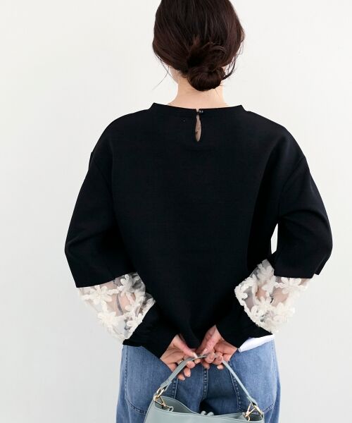 le.coeur blanc / ルクールブラン スウェット | 《WEB限定アイテム》袖レースダンボールスウェット | 詳細24