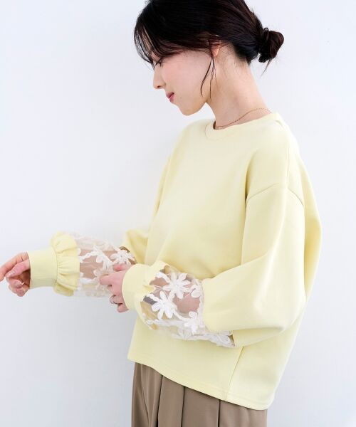 le.coeur blanc / ルクールブラン スウェット | 《WEB限定アイテム》袖レースダンボールスウェット | 詳細3