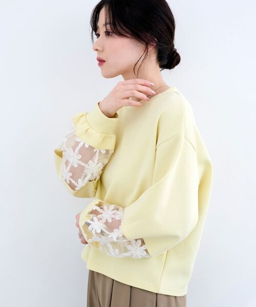 le.coeur blanc / ルクールブラン スウェット | 《WEB限定アイテム》袖レースダンボールスウェット | 詳細4