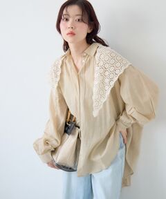 le.coeur blanc / ルクールブラン シャツ・ブラウス | 《WEB限定アイテム》バックギャザーオーバーシャツ