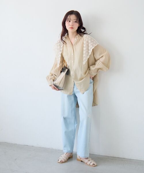 le.coeur blanc / ルクールブラン シャツ・ブラウス | 《WEB限定アイテム》バックギャザーオーバーシャツ | 詳細10