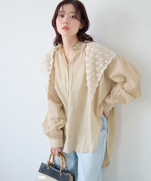 le.coeur blanc / ルクールブラン シャツ・ブラウス | 《WEB限定アイテム》バックギャザーオーバーシャツ | 詳細3