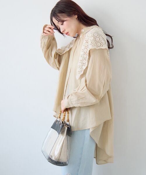 le.coeur blanc / ルクールブラン シャツ・ブラウス | 《WEB限定アイテム》バックギャザーオーバーシャツ | 詳細4