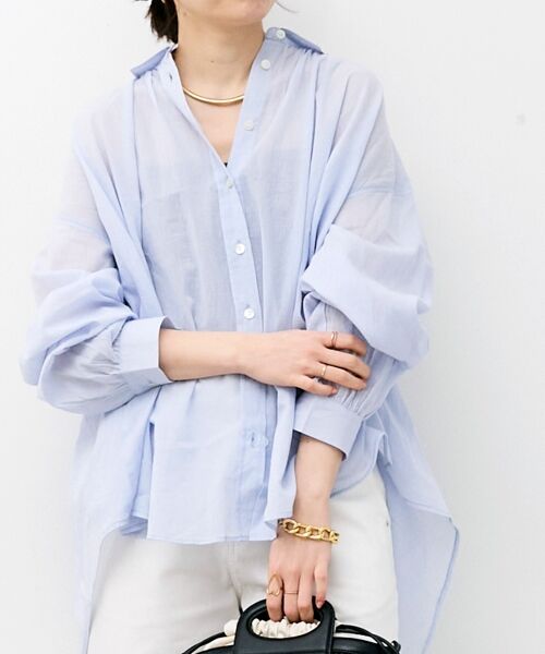 le.coeur blanc / ルクールブラン シャツ・ブラウス | 《WEB限定アイテム》バックギャザーオーバーシャツ（サックス）