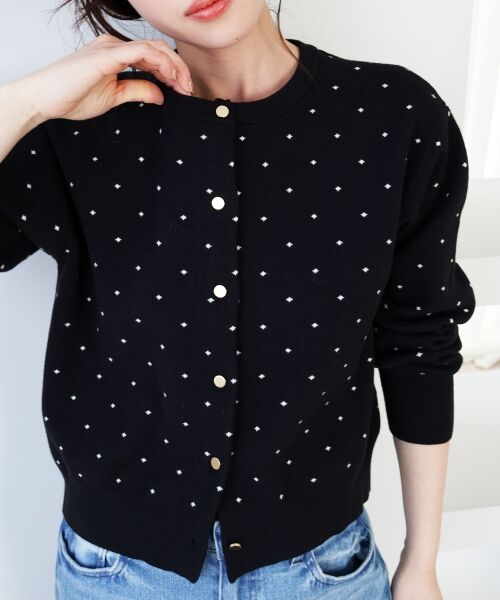 le.coeur blanc / ルクールブラン カーディガン・ボレロ | ドットジャガードニットカーディガン | 詳細11