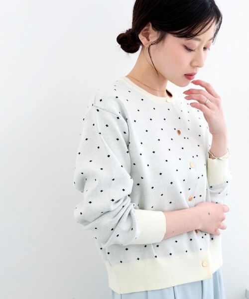 le.coeur blanc / ルクールブラン カーディガン・ボレロ | ドットジャガードニットカーディガン | 詳細13