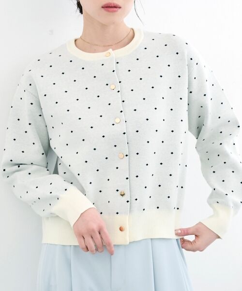 le.coeur blanc / ルクールブラン カーディガン・ボレロ | ドットジャガードニットカーディガン | 詳細17