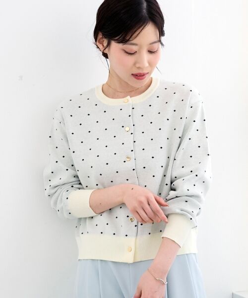 le.coeur blanc / ルクールブラン カーディガン・ボレロ | ドットジャガードニットカーディガン | 詳細18