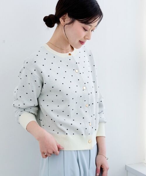 le.coeur blanc / ルクールブラン カーディガン・ボレロ | ドットジャガードニットカーディガン | 詳細19