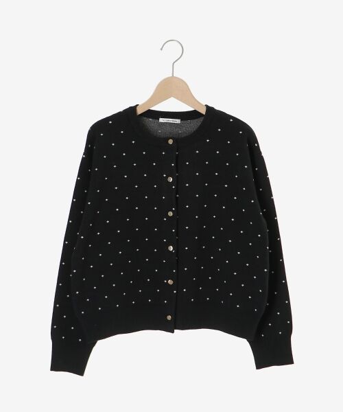 le.coeur blanc / ルクールブラン カーディガン・ボレロ | ドットジャガードニットカーディガン（ブラック柄）