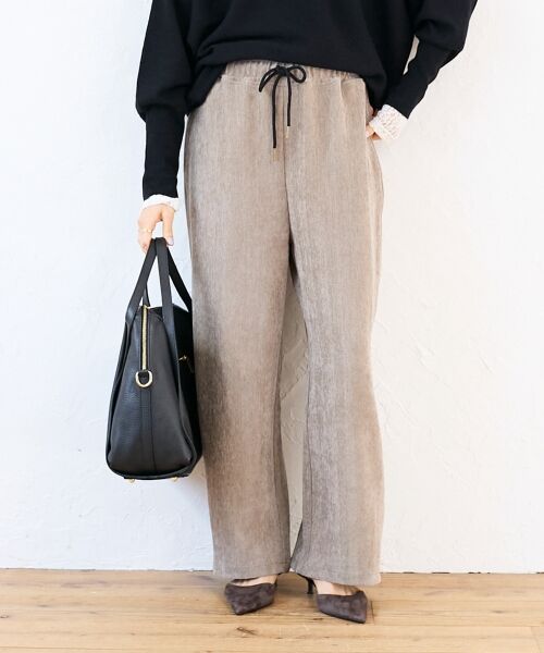 le.coeur blanc / ルクールブラン その他パンツ | ヘリンボーンカーブイージーワイドパンツ（グレージュ）