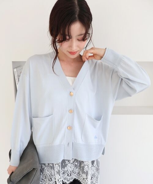 le.coeur blanc / ルクールブラン カーディガン・ボレロ | ウォッシャブル刺繍Vネックカーデ | 詳細3