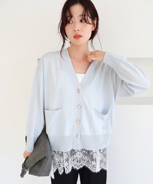 le.coeur blanc / ルクールブラン カーディガン・ボレロ | ウォッシャブル刺繍Vネックカーデ | 詳細4