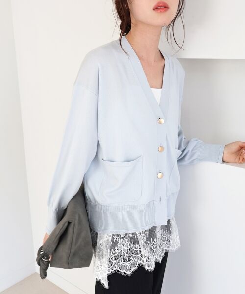 le.coeur blanc / ルクールブラン カーディガン・ボレロ | ウォッシャブル刺繍Vネックカーデ | 詳細5