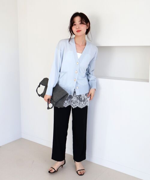 le.coeur blanc / ルクールブラン カーディガン・ボレロ | ウォッシャブル刺繍Vネックカーデ | 詳細8