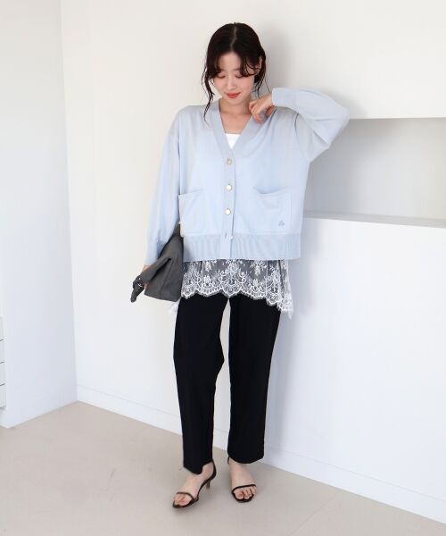 le.coeur blanc / ルクールブラン カーディガン・ボレロ | ウォッシャブル刺繍Vネックカーデ | 詳細9