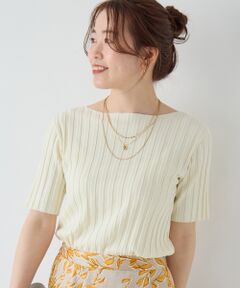 le.coeur blanc / ルクールブラン ニット・セーター | ボートネックハーフスリーブリブニット