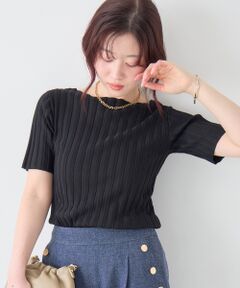 le.coeur blanc / ルクールブラン ニット・セーター | ボートネックハーフスリーブリブニット