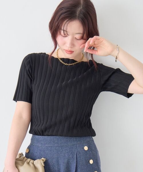 le.coeur blanc / ルクールブラン ニット・セーター | ボートネックハーフスリーブリブニット | 詳細14