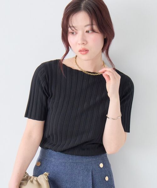 le.coeur blanc / ルクールブラン ニット・セーター | ボートネックハーフスリーブリブニット | 詳細15