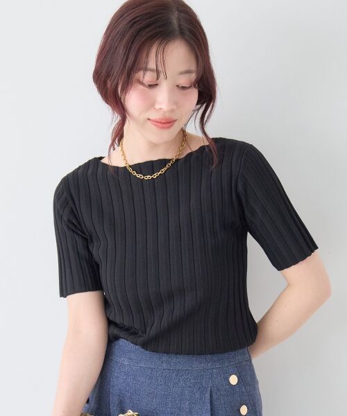 le.coeur blanc / ルクールブラン ニット・セーター | ボートネックハーフスリーブリブニット | 詳細16