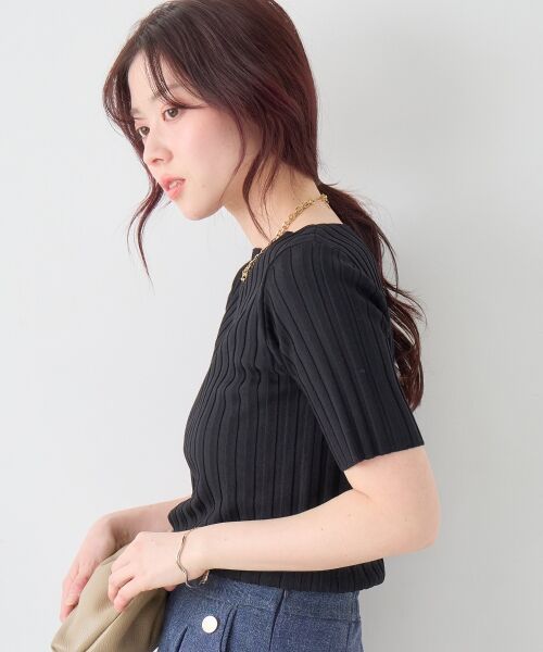 le.coeur blanc / ルクールブラン ニット・セーター | ボートネックハーフスリーブリブニット | 詳細17