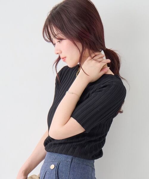 le.coeur blanc / ルクールブラン ニット・セーター | ボートネックハーフスリーブリブニット | 詳細18