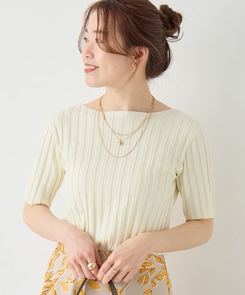 le.coeur blanc / ルクールブラン ニット・セーター | ボートネックハーフスリーブリブニット | 詳細2