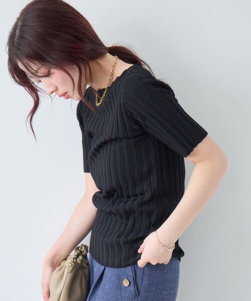 le.coeur blanc / ルクールブラン ニット・セーター | ボートネックハーフスリーブリブニット | 詳細21