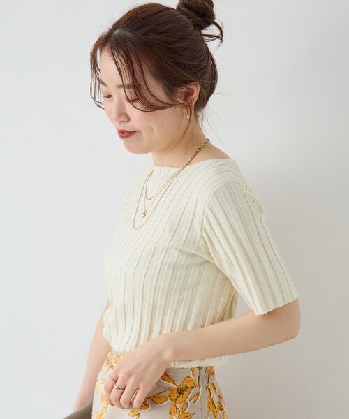 le.coeur blanc / ルクールブラン ニット・セーター | ボートネックハーフスリーブリブニット | 詳細3