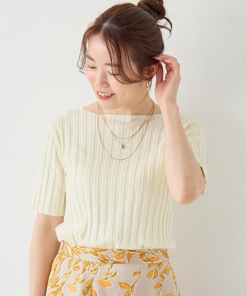 le.coeur blanc / ルクールブラン ニット・セーター | ボートネックハーフスリーブリブニット | 詳細5