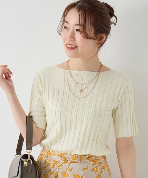 le.coeur blanc / ルクールブラン ニット・セーター | ボートネックハーフスリーブリブニット | 詳細6