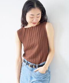 le.coeur blanc / ルクールブラン ニット・セーター | ボートネックノースリリブニット