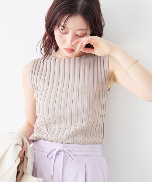 le.coeur blanc / ルクールブラン ニット・セーター | ボートネックノースリリブニット | 詳細13