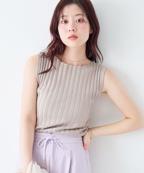 le.coeur blanc / ルクールブラン ニット・セーター | ボートネックノースリリブニット | 詳細14