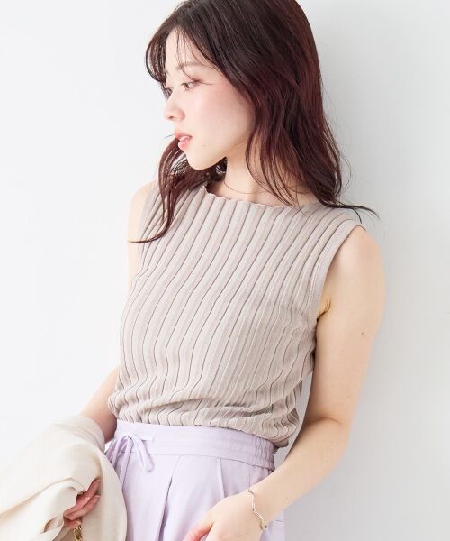 le.coeur blanc / ルクールブラン ニット・セーター | ボートネックノースリリブニット | 詳細15