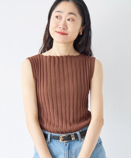 le.coeur blanc / ルクールブラン ニット・セーター | ボートネックノースリリブニット | 詳細2