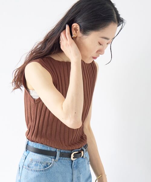 le.coeur blanc / ルクールブラン ニット・セーター | ボートネックノースリリブニット | 詳細4